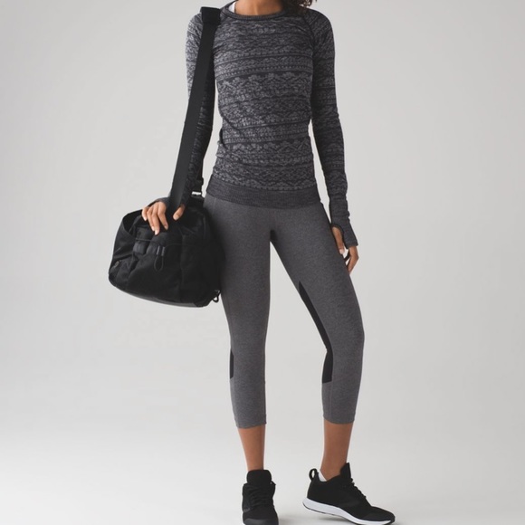 Lululemon Pace Rival Crop - Heathered Black / Heathered Slate - Picture 3 of 10